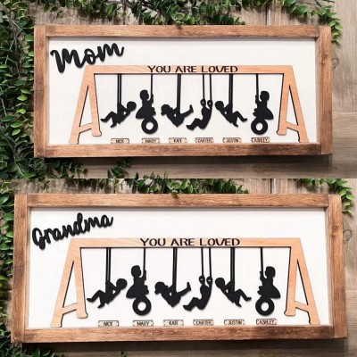 Personalized Swinging Mom Wooden Sign Mother's Day Gift