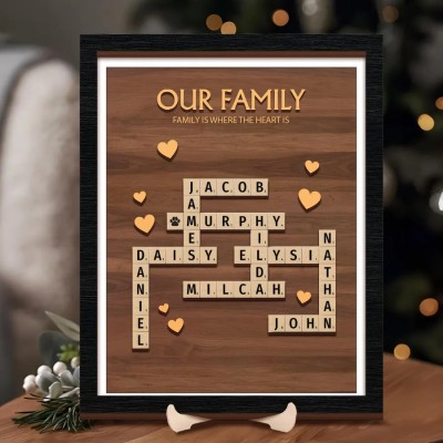 Personalized Family Name Crossword Scrabble Wooden Sign