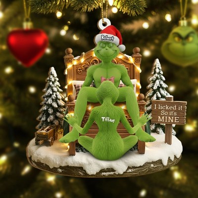 Naughty Green Monster Couple Ornament Personalized Christmas Gifts For Couple