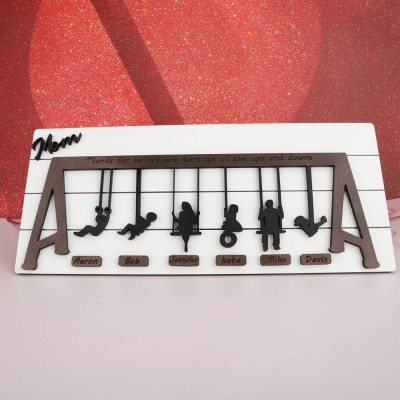 Personalized Swinging Mom Wooden Sign Mother's Day Gift