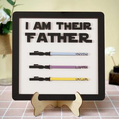 Personalized Lightsaber Sign With Kids Name For Dad Grandpa Father's Day Gift Idea