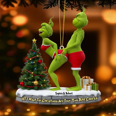 Naughty Green Monsters Couple Ornament Personalized Christmas Gifts