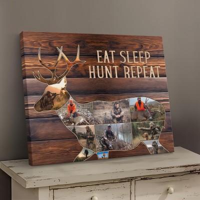 Personalized Gifts For Boyfriend Husband Hunting Gift for Men Hunting Photo Wall Art Deer Silhouette Display Frame Rustic Decor Hunter Gift Personalized Memories Collage Decor