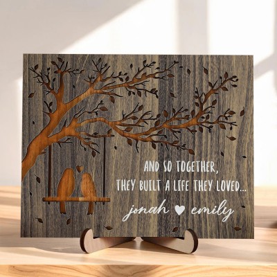 Personalized Love Birds Couple Plaque for Valentine's Day Gift Idea