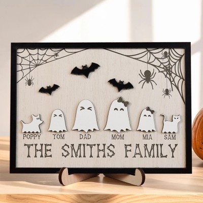 Personalized Halloween Ghost Family Name Sign Cute Halloween Decor
