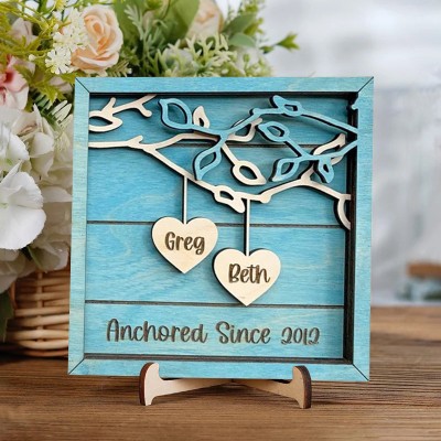 Personalized Couples Names Wooden Sign Valentine Gift for Couples