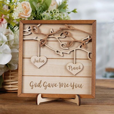 Personalized Couples Names Wooden Sign Valentine Gift for Couples