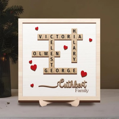 Personalized Family Name Crossword Scrabble Wooden Sign