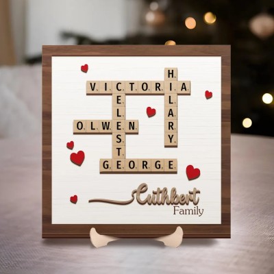 Personalized Family Name Crossword Scrabble Wooden Sign