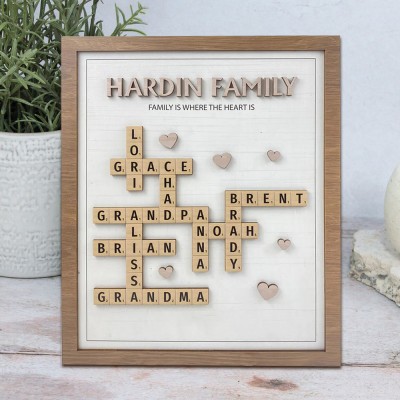 Personalized Family Name Crossword Scrabble Wooden Sign