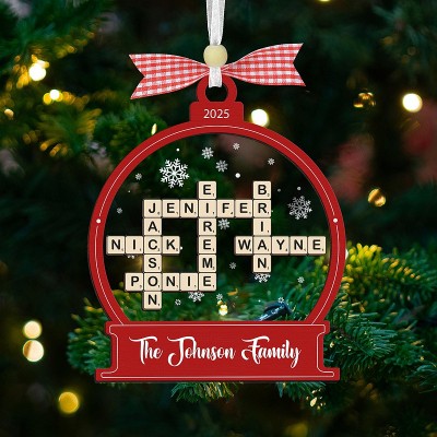 Personalized Scrabble Family Name Crossword Christmas Ornament Gift for Family