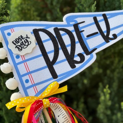 Personalized First Day of School Pennant Flag Custom Name Photo Prop for Kids Back to School Gift