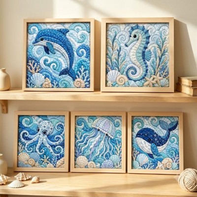 Kinusaiga Animal Art Kit No-Sew DIY Fabric Wall Art Kit for Adults Beginners