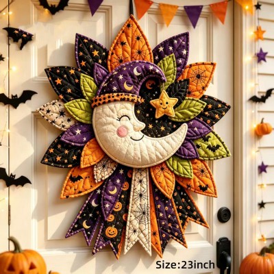 Halloween Quilted Door Hanger Sewing Kit DIY Holiday Patchwork Wreath Craft Kit for Beginners Holiday Gift for Crafters