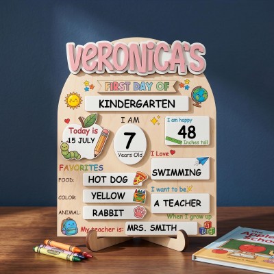 Personalized First Day of School Sign Interchangable Back to School Board Gift for Kid