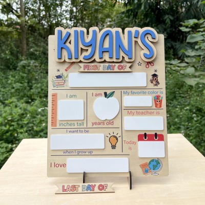 Personalized First Day of School Sign Interchangable Back to School Board Gift for Kid