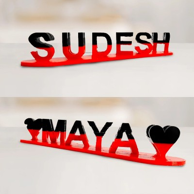 Dual Name Illusion Love 3D Printed Nameplate as Sweet Gifts