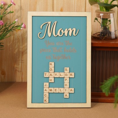 Personalized Mom Crossword Scrabble Wood Puzzle Sign Mothers Day Gift