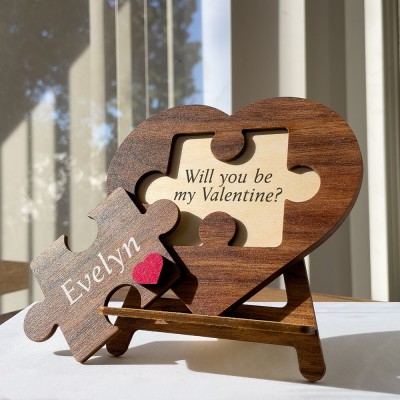 Puzzle Name Sign for Couples Valentine Gift for Her Him