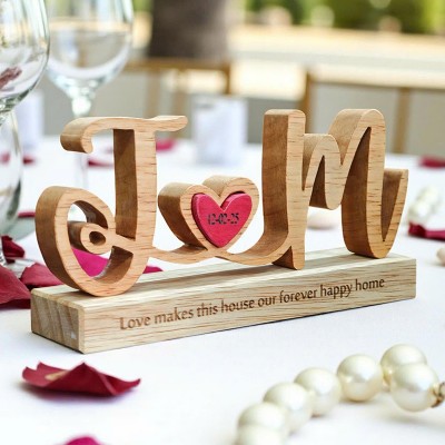 Personalized Wooden Couples Initials Sign