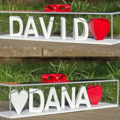 Dual Name Illusion Love 3D Printed Nameplate as Sweet Gifts