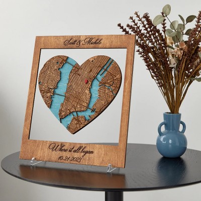 Where it all Began Location City Map Wooden Framed Wall Art