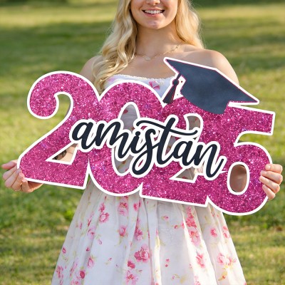 Personalized Graduation Party Sign with Name, Custom Graduation Decor for Gift Table, Dessert Table or Centerpiece