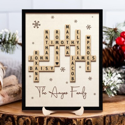 Personalized Family Name Crossword Scrabble Wooden Sign