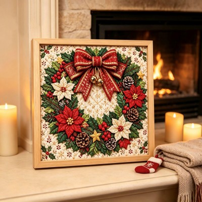Kinusaiga Christmas Art Kit No-Sew DIY Fabric Wall Art Kit for Adults Beginners