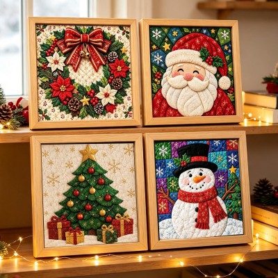 Kinusaiga Christmas Art Kit No-Sew DIY Fabric Wall Art Kit for Adults Beginners