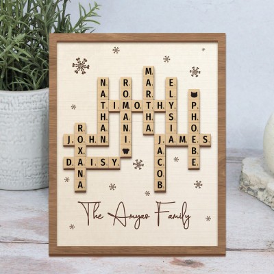 Personalized Family Name Crossword Scrabble Wooden Sign