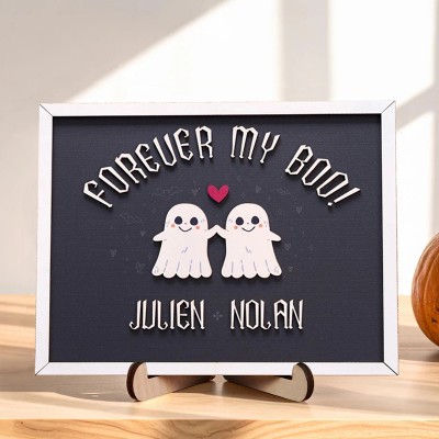 Personalized Forever My Boo Wooden Sign Halloween Cute Couples Gift