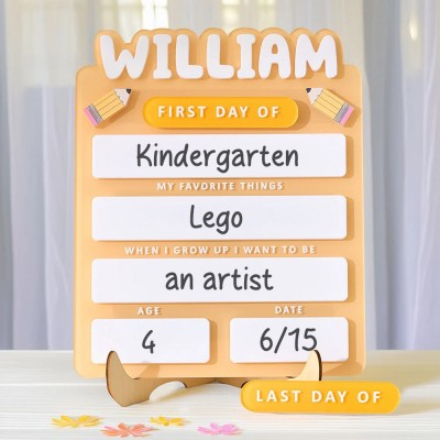 Personalized First/Last Day of School Sign Interchangeable Back to School Sign Gift for Kid