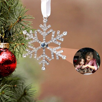 Personalized Projection Photo Snowflake Christmas Tree Ornament