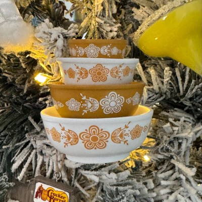 Mini Bowl Stack Ornament Retro Kitchen Christmas Decor