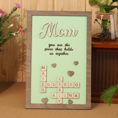 Personalized Mom Crossword Scrabble Wood Puzzle Sign Mothers Day Gift