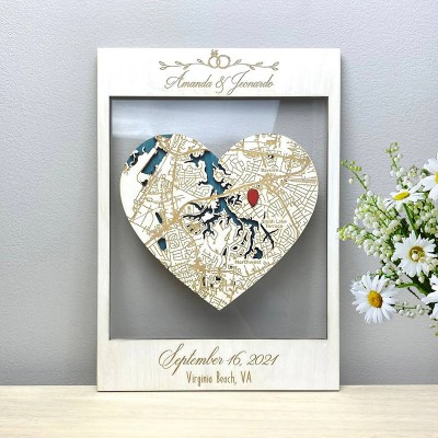 Custom Location City Map Wooden Framed Wall Art