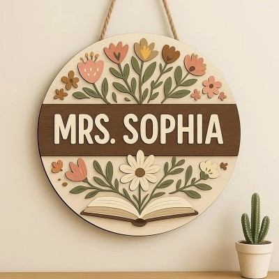 Personalized 3D Teacher Door Sign with Name Personalized Teacher Appreciation Gifts