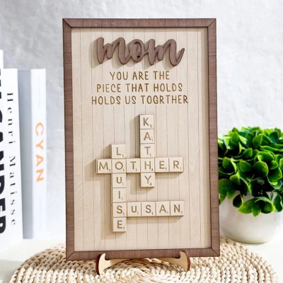 Personalized Mom Crossword Scrabble Wood Puzzle Sign Mothers Day Gift
