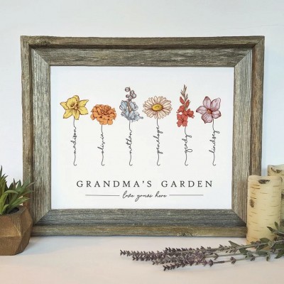 Grandma's Garden Birth Flower Sign Birth Month Flowers Gift Mother's Day Gift