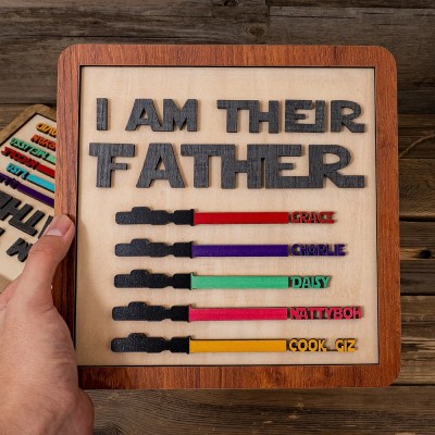 Personalized Lightsaber Sign With Kids Name For Dad Grandpa Father's Day Gift Idea