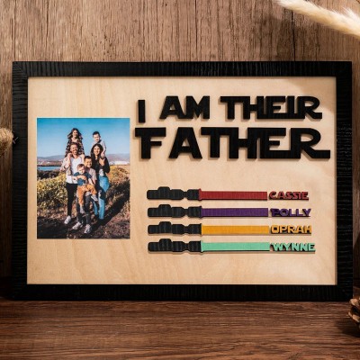 Personalized I Am Their Father Wooden Lightsaber Name Sign Father's Day Gift