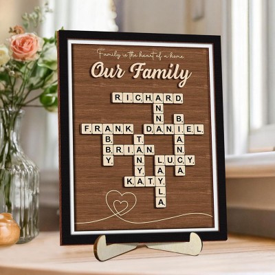Personalized Family Name Crossword Scrabble Wooden Sign - Christmas Gift Idea