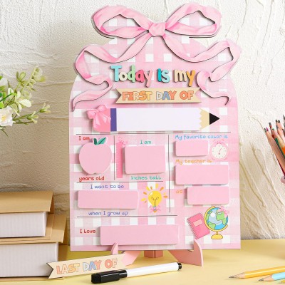 Personalized First Day of School Sign Reusable Back to School Sign Kit Gift for Kid