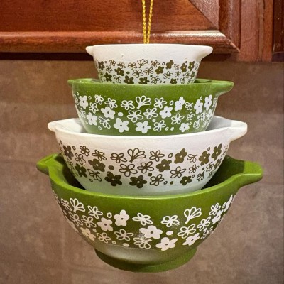 Mini Bowl Stack Ornament Retro Kitchen Christmas Decor