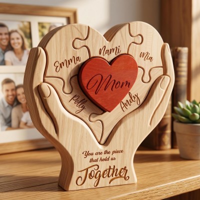 Mom You Are The Piece That Holds Us Together Personalized Wooden Mom Puzzle