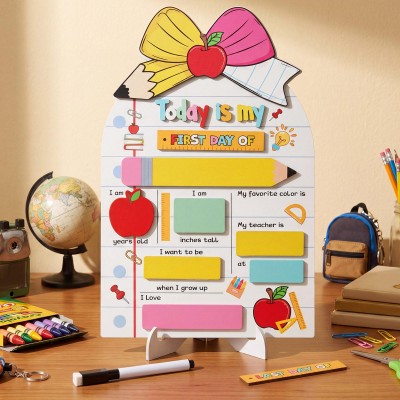 Personalized First Day of School Sign Reusable Back to School Sign Kit Gift for Kid