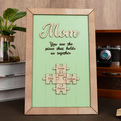 Mom You Are The Piece That Holds Us Together Personalized Mom Puzzle Piece Sign
