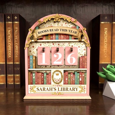 Vintage Book Read Tracker - Personalized Book Lover Gift- Books Read This Year Counter- Library Decor