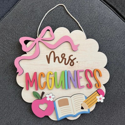 Personalized 3D Teacher Door Sign with Name Personalized Teacher Appreciation Gifts